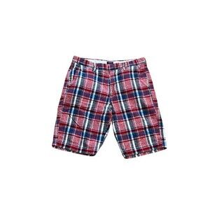J. Crew Plaid Shorts Men's Size 31 RIVINGTON Golf Linen Blend July 4th Red Blue